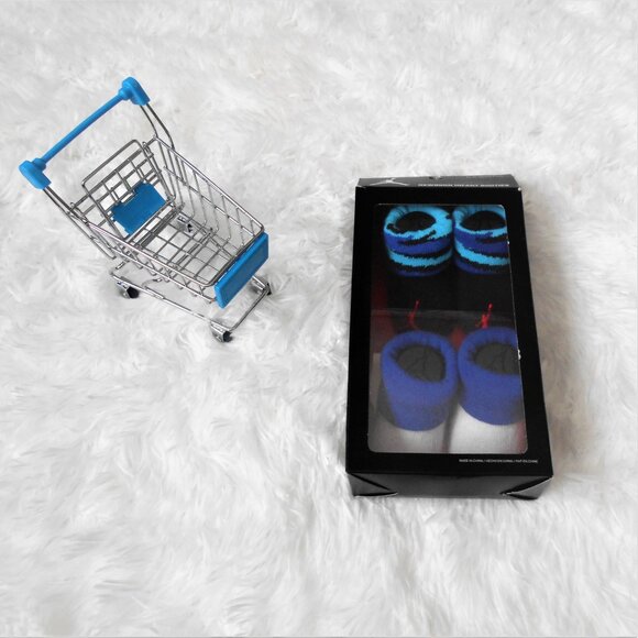 Nike Jordan Infant Booties 2 Pack Baby Newborn 0-6 Mo Blue Stripes - Picture 11 of 14